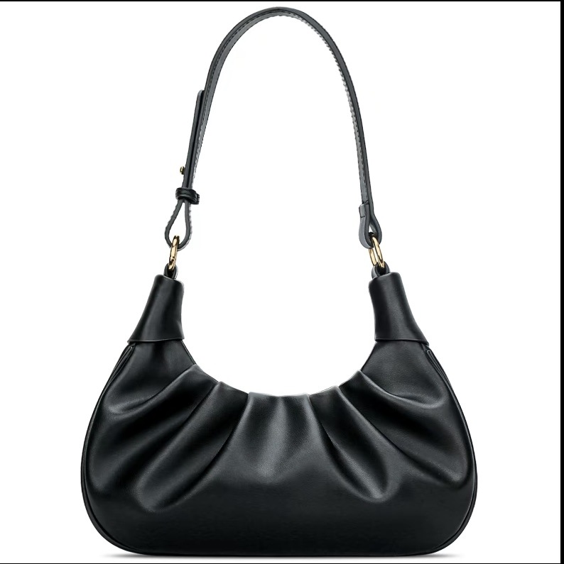 Wrinkled Soft Leather Cloud Bag Commuter Casual Single Shoulder Crossbody Bag Textured Handheld Bag Urban Simple