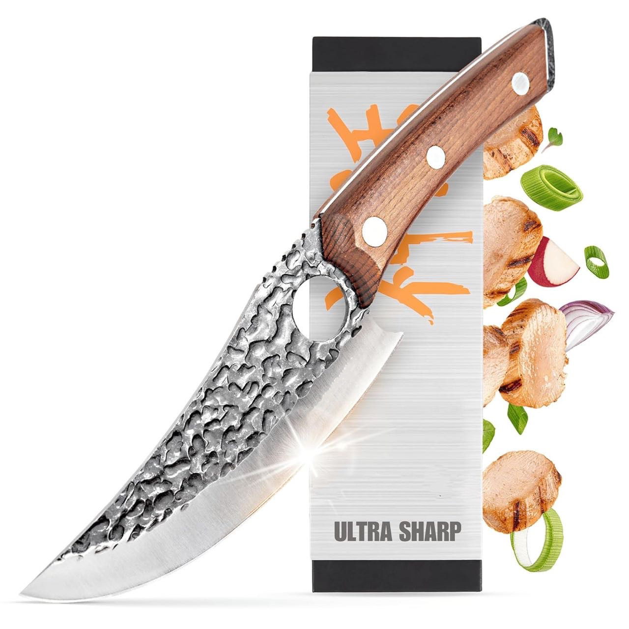 Hand Forged Knife Boning Curved Knife Outdoor Portable Camping Meat Knife Butcher Knife