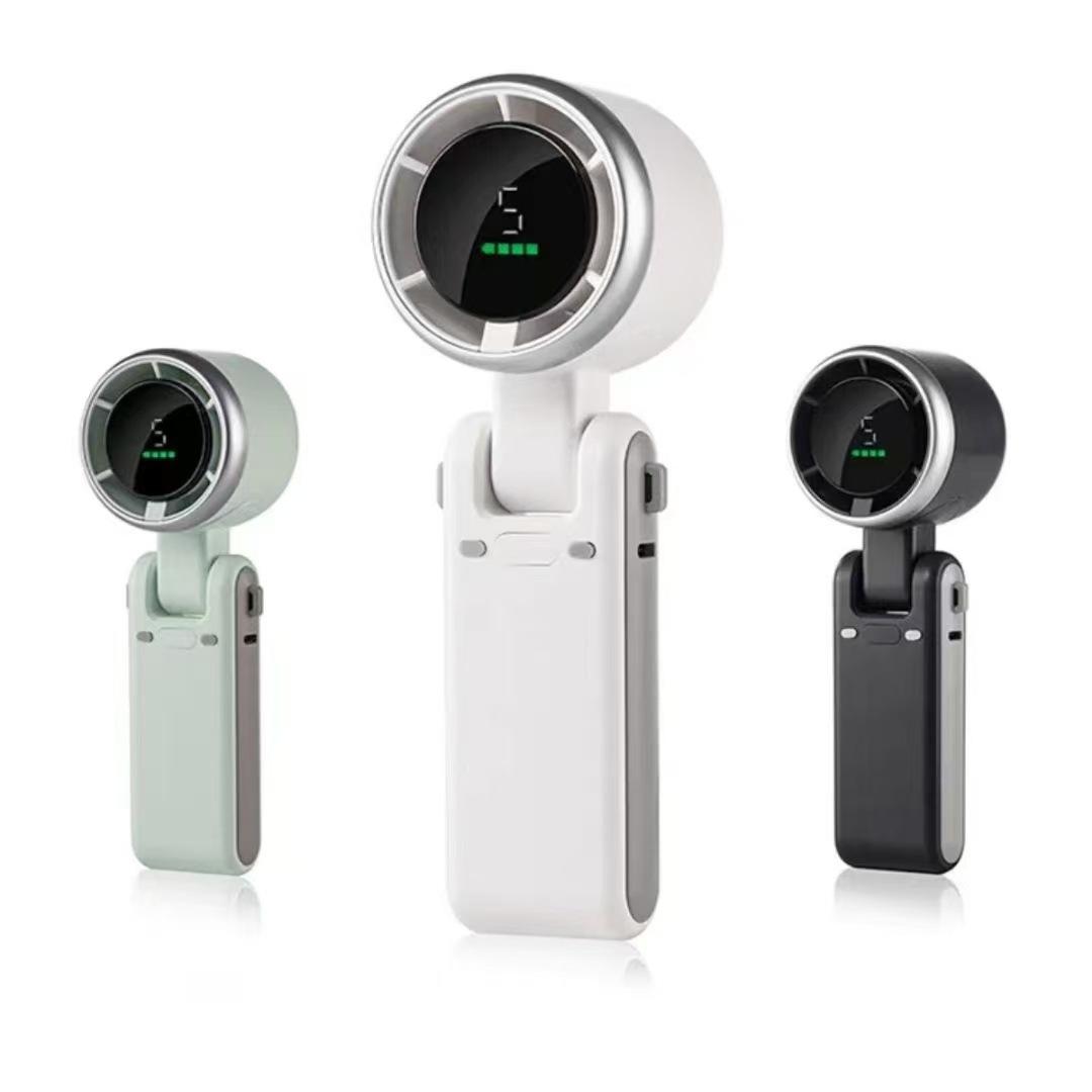 N607 Foldable Handheld Fan Turbo High Speed Silent Strong Wind USB Charging Neck Fan