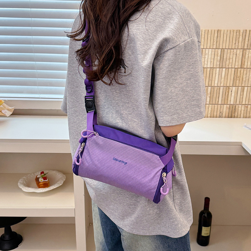 2026 New Casual Small Nylon Shoulder Bag Grid Crossbody Bag