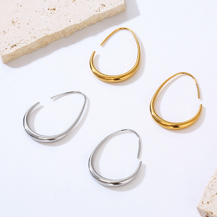Egg-shaped stainless steel ear cuffs for women, earrings ear accessories