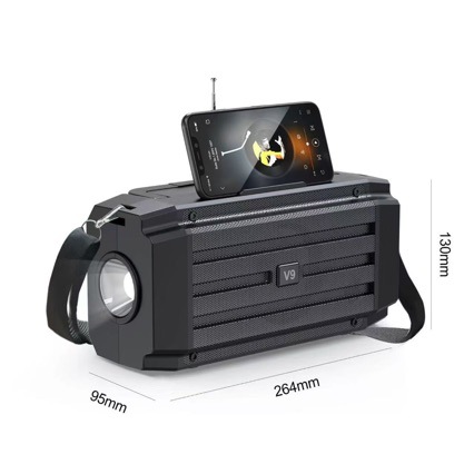 V9s Bluetooth Speaker Large Sound Heavy Bass Wireless Solar Flashlight Outdoor Portable