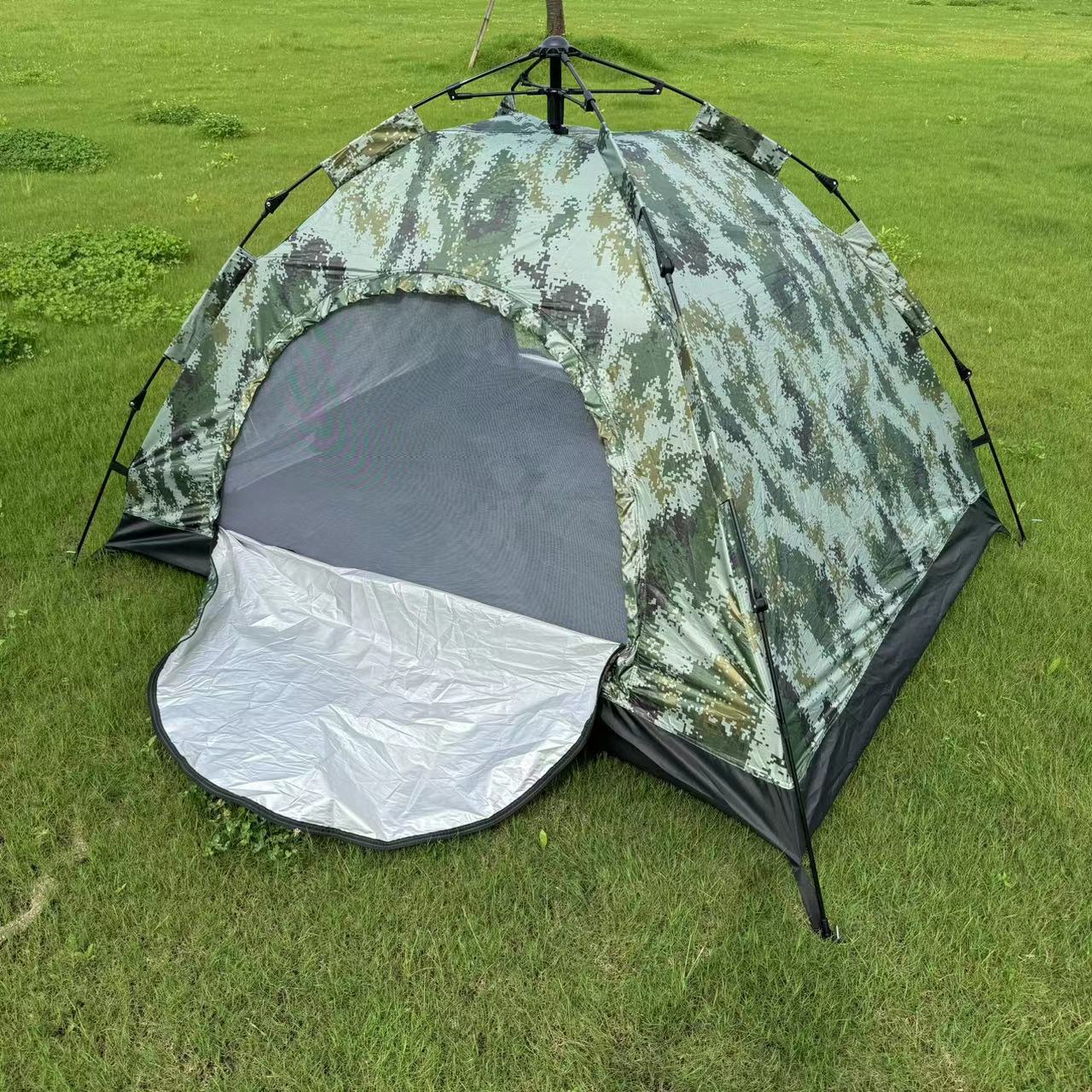 Outdoor tent, automatic portable camping beach tent, double-layer folding quick-open no-setup tent