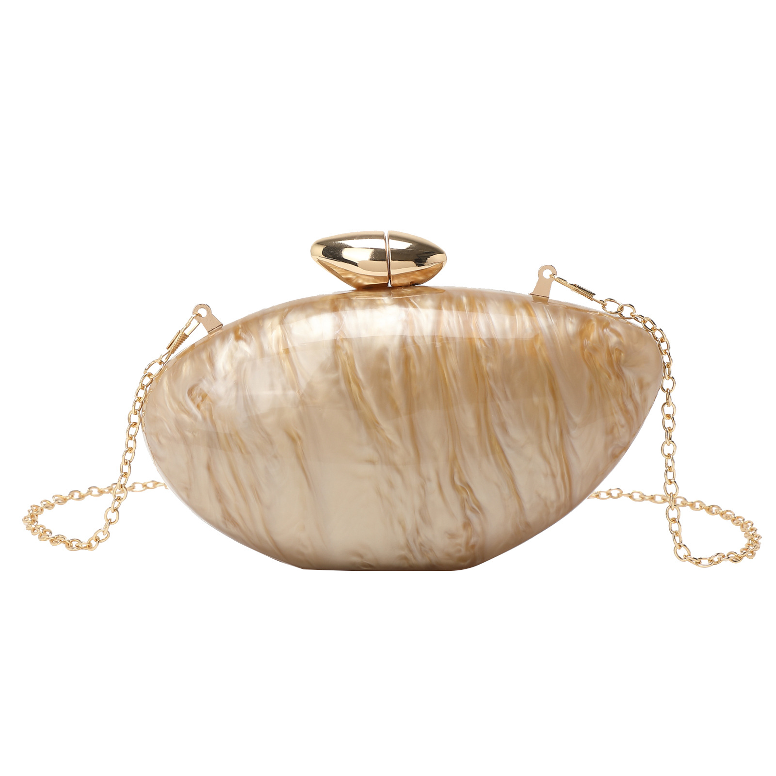 2024 New Evening Bag Women Acrylic Clutch Bag Oval Bag Chain Shoulder Bag