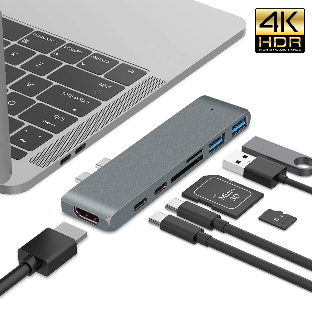7-in-1 Type-C to HDMI Docking Station USB 3.0 Hub for Macbook Notebook Converter