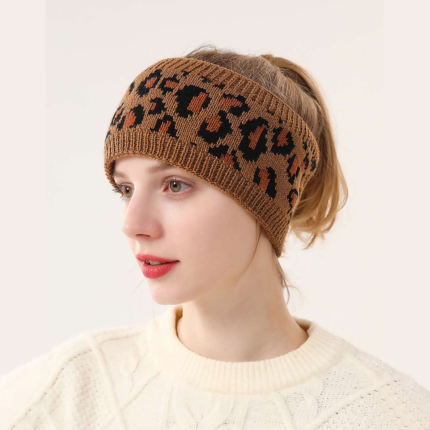 Knitted Headband Hairband Warm Sports Headband Women Autumn Winter Headwrap Headband Fleece-Lined Plaid Postpartum Hair