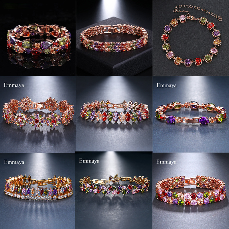 Colorful zircon bracelet series women copper bracelet micro-set zircon luxury jewelry
