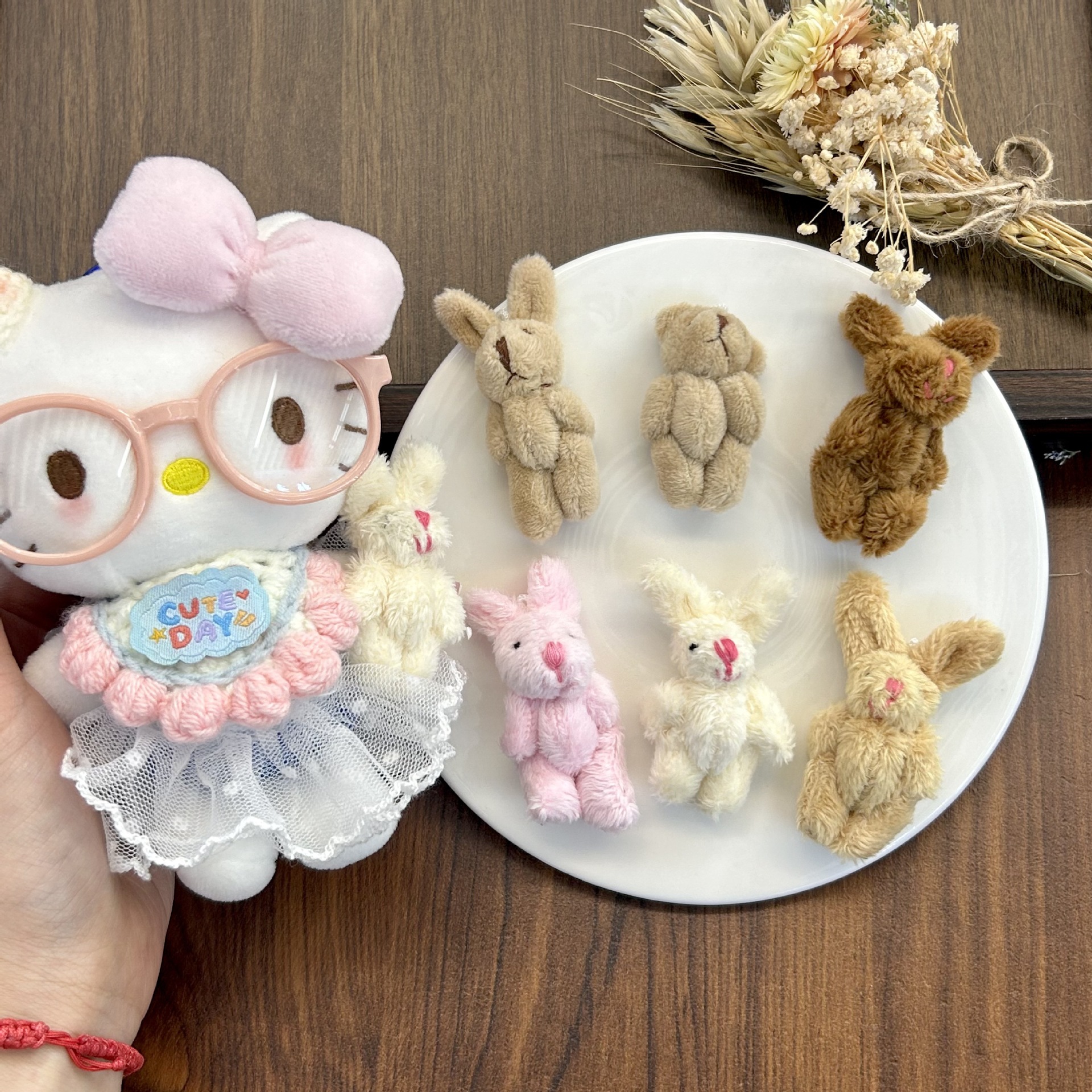New product cartoon cute plush toy joint rabbit 15cm cotton doll kt cat diy decoration accessory
