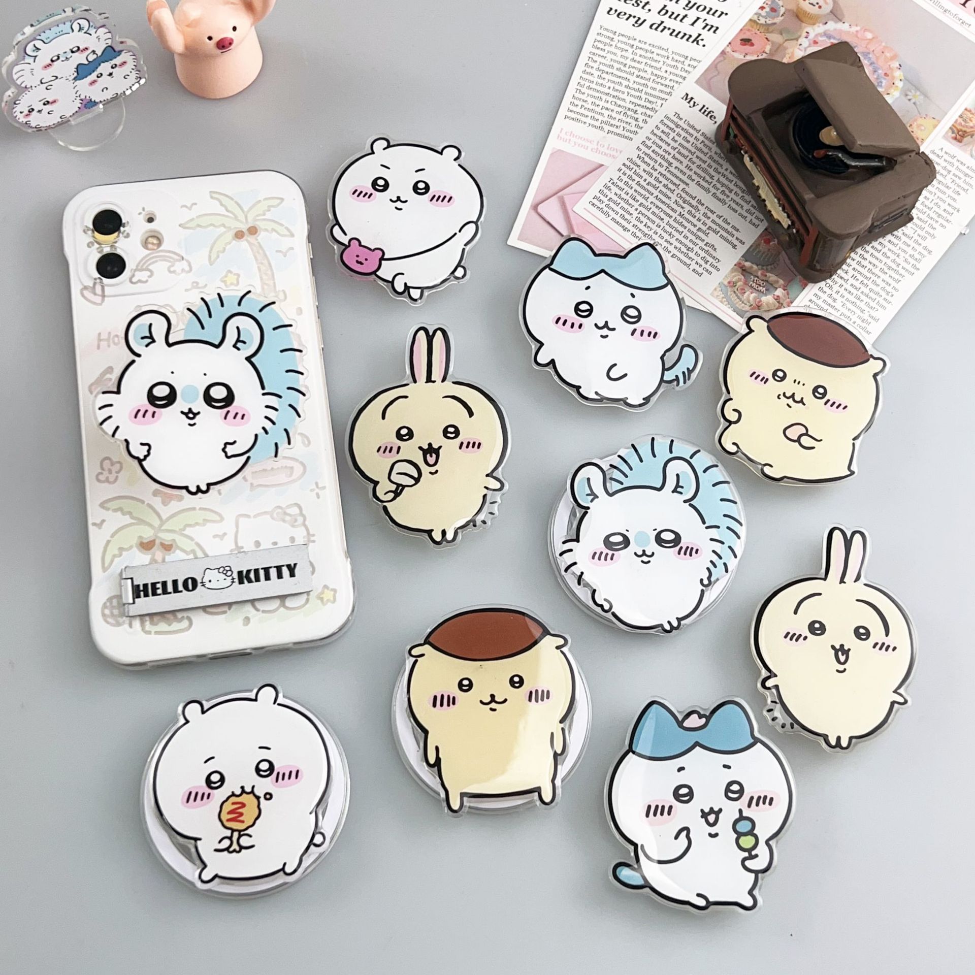 Cute Cartoon Jii Kawaii Airbag Stand Lazy Telescopic Magnetic Acrylic Resin Phone Stand