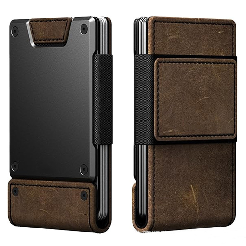 Metal Business Leather Wallet Pull-out Ultra-thin Money Clip Elite Men's Genuine Leather Card Holder Card Pack