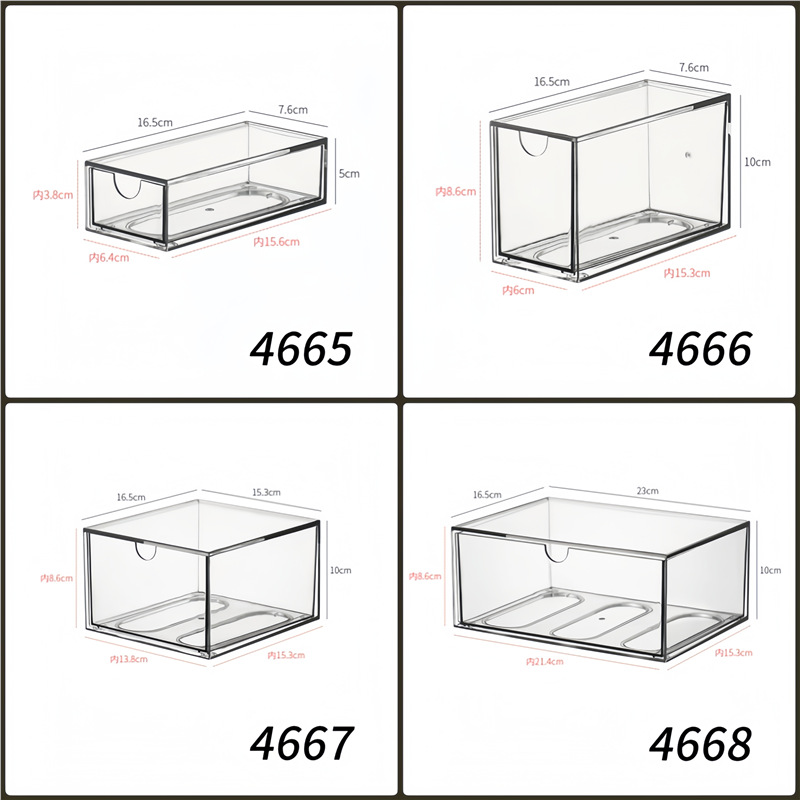 Desktop storage box, drawer type, acrylic transparent for stationery, cosmetics, office organizer
