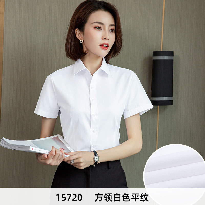 White Short-Sleeve Shirt Women Professional Summer 2024 New V-Neck Commute Formal Workwear Long-Sleeve Blouse
