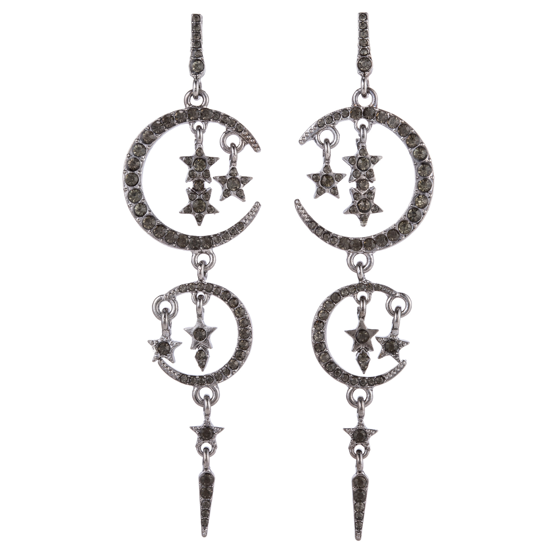 Star moon rhinestone long ear jewelry ear jewelry ship immediately