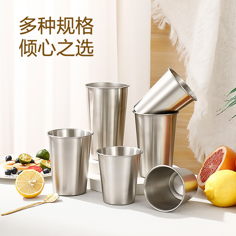 304 stainless steel beer mug logo water cup custom mouthwash cup single layer milk tea coffee cup camping outdoor cup