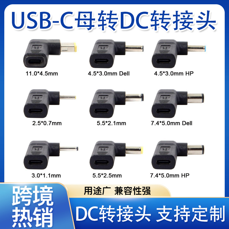 PD7.9/7.4/4.0/4.8/3.0/5.5/6.0mm DC to Type-C power adapter plug charger