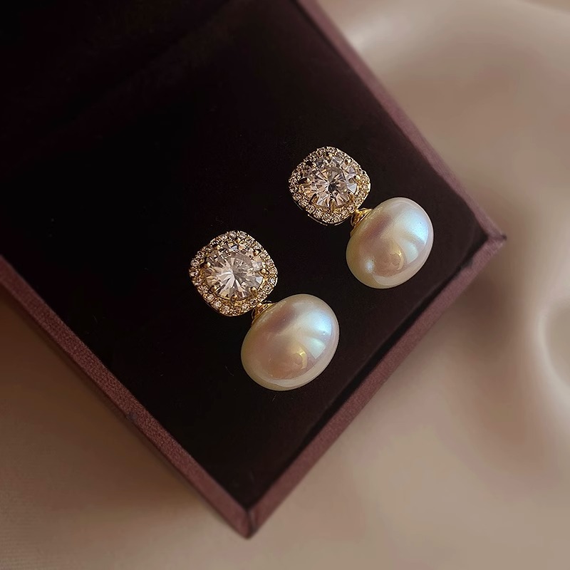Fruit Bubble Pearl Earrings New Earrings Simple Zirconia Silver Needle Earrings for Women