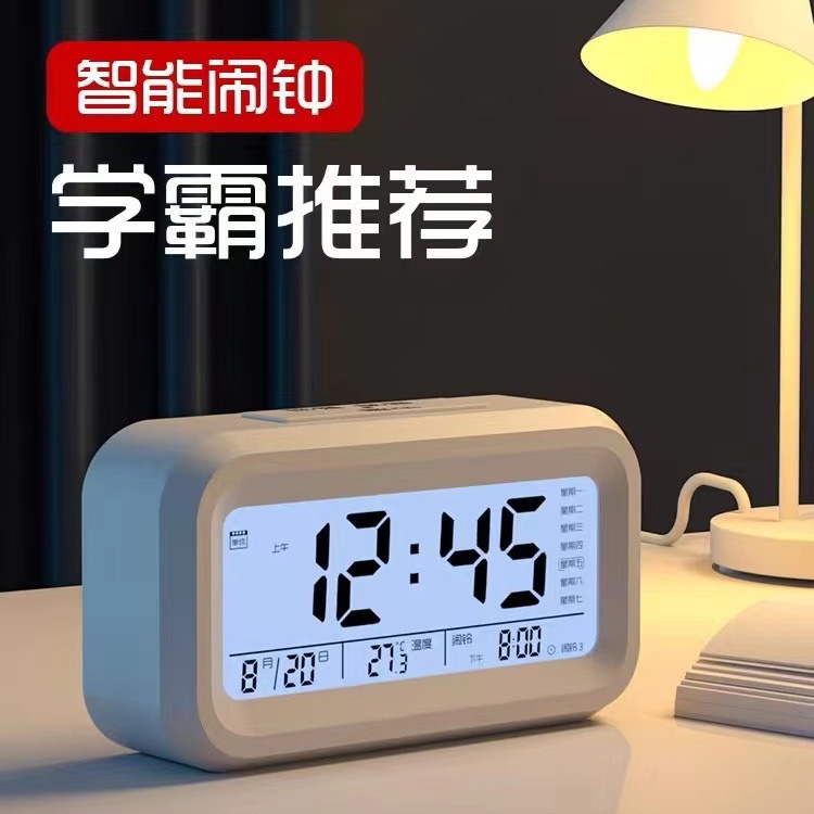 Rechargeable Alarm Clock Multiple Functions Hourly Chime Student Children Bedside Wake-up Music Alarm with Voice Clock