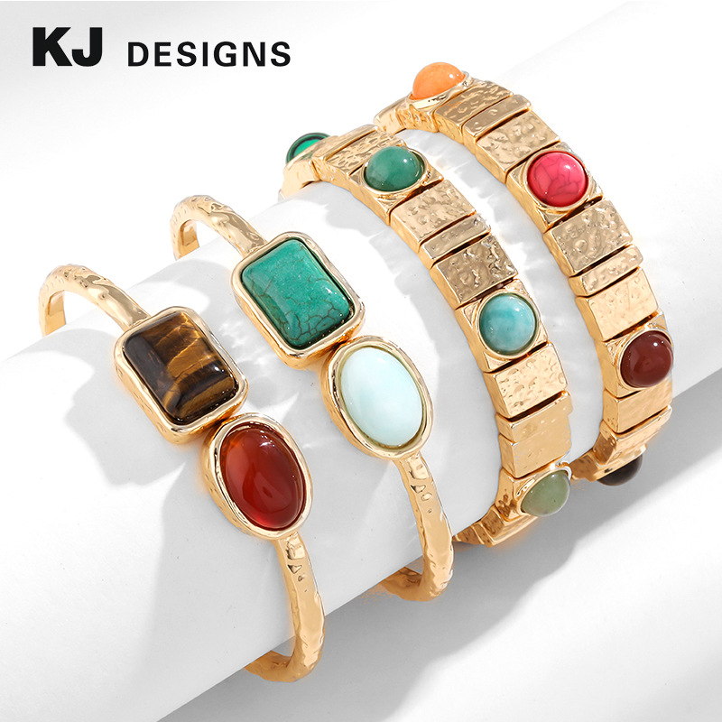 Kenjie vintage-style bracelet design trendy imitation jewelry turquoise tiger eye bracelet
