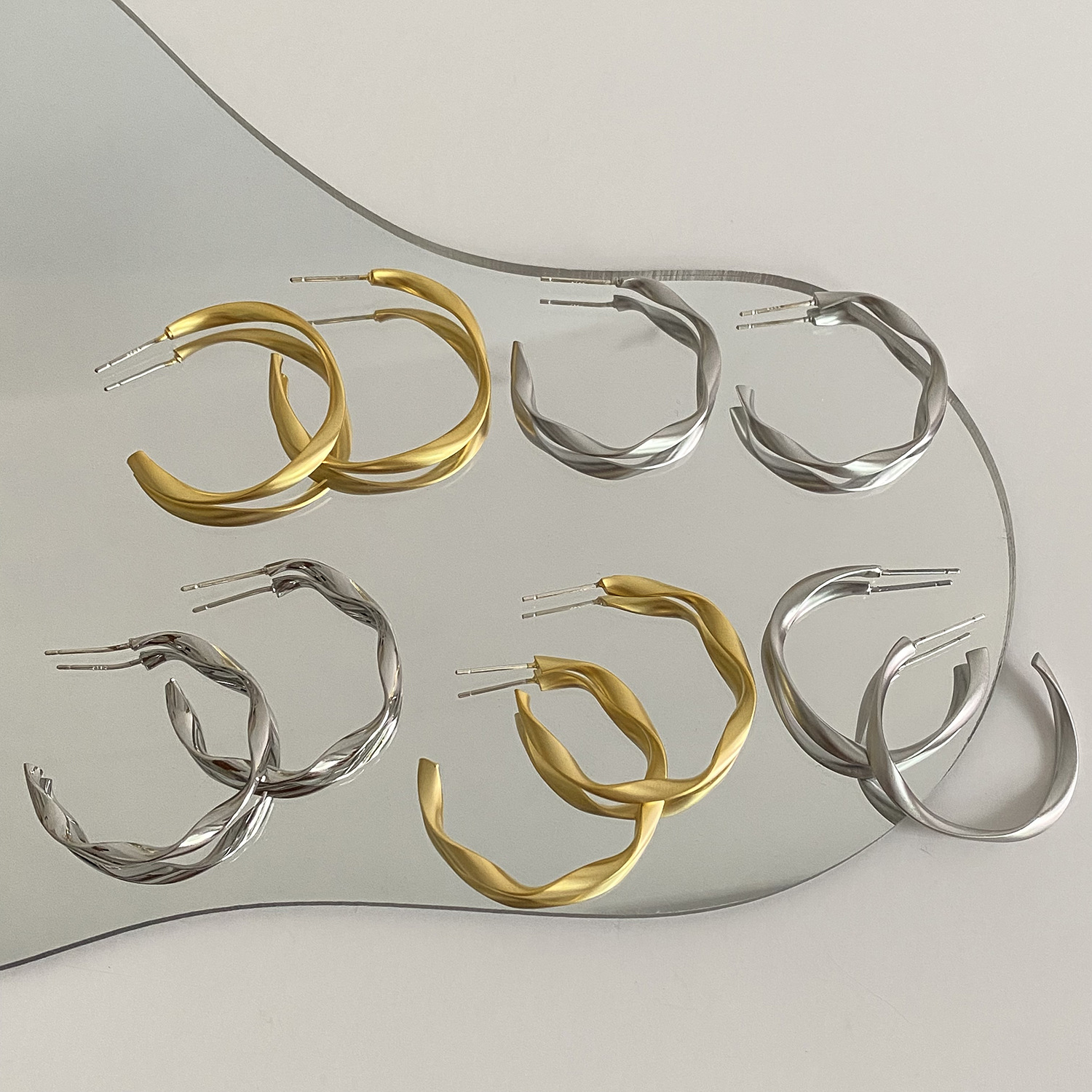 C-shaped circle round face earrings new earring pendant jewelry earring hoop silver needle ear stud