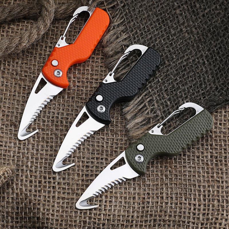 Portable multifunctional express package opening knife keychain serrated hook pocket opening tool mini box opener