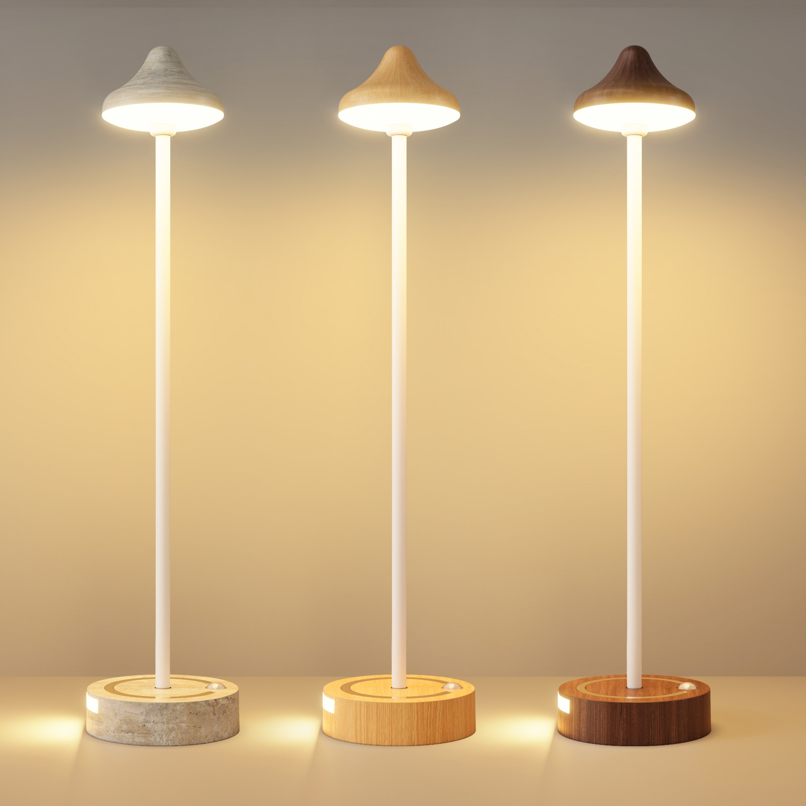 Bedroom Decorative Human Body Induction Table Lamp LED Touch Charging Hotel Desktop Atmosphere Walnut Table Lamp