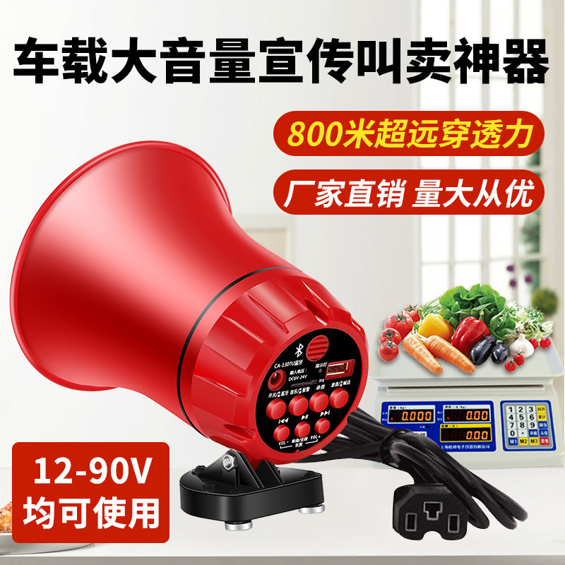 Double Diamond vehicle-mounted loudspeaker 6V12V24V peddling propaganda sound amplifier recording speaker horn