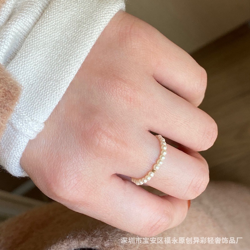 Exotic color carefully designed simple delicate small pearl American 14k gold filled Swarovski crystal ring for women