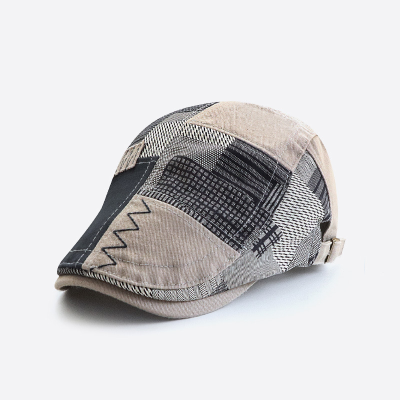 New patchwork plaid niche cap for women, summer sun-protective hat, men's forward cap