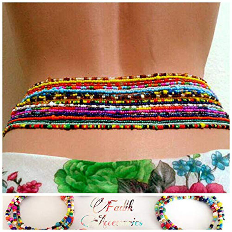 Beach Chain Double Chain 2-Piece Set Bikini Chain Belly Handmade Bead Waist Chain Jewelry Waist Bead Chain