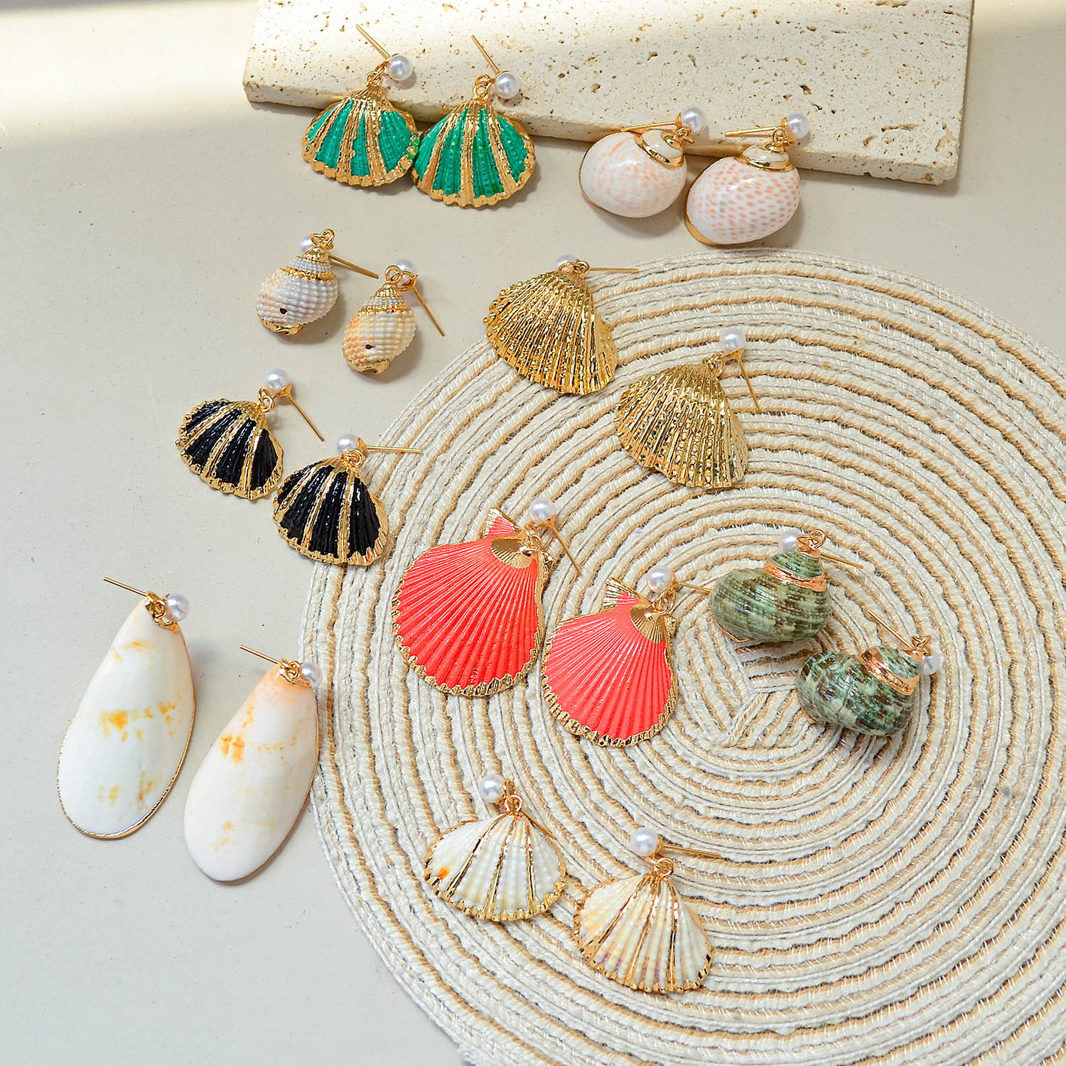 New Shell Conch Earrings Exaggerated Earrings Women Bohemian Beach Vacation Style Jewelry