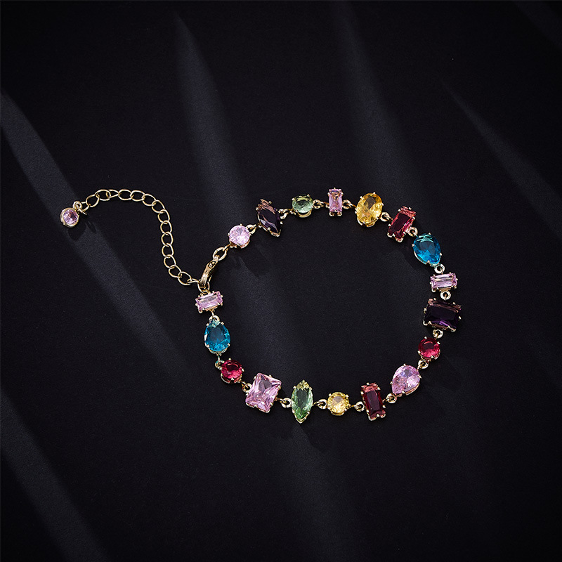Candy Dopamine Zircon Inlaid Geometric Drop Delicate Bracelet Niche Jewelry for Women