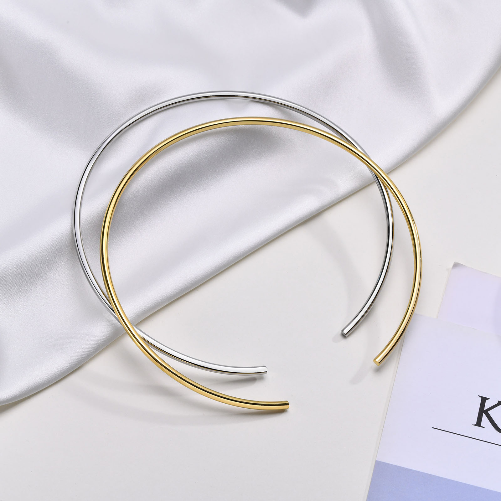 Huanmu Accessories Gold Collar Electroplated 18K Gold Stainless Steel Simple Necklace Women's Accessories