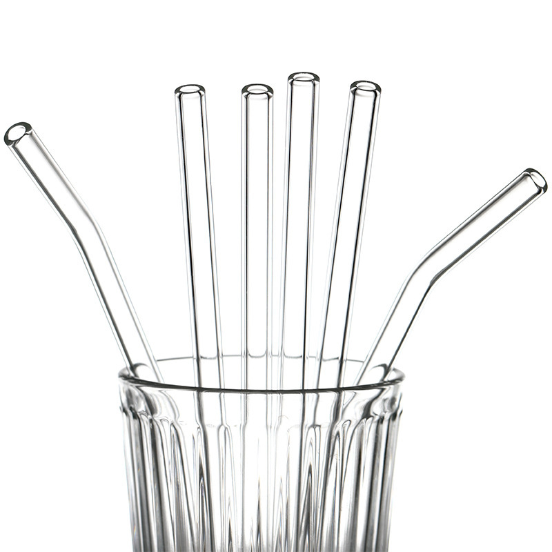 High Borosilicate Transparent Glass Straw Heat-Resistant Durable Set Non-Disposable Pregnant Women Juice Drinking Straw Bendable Portable