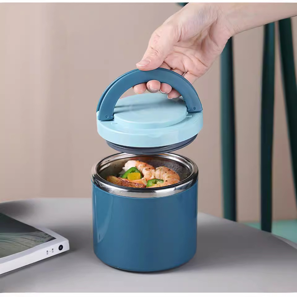 Breakfast cup, porridge cup, soup cup, stainless steel lunch box for taking meals, porridge, soup to work or school, with lid, portable