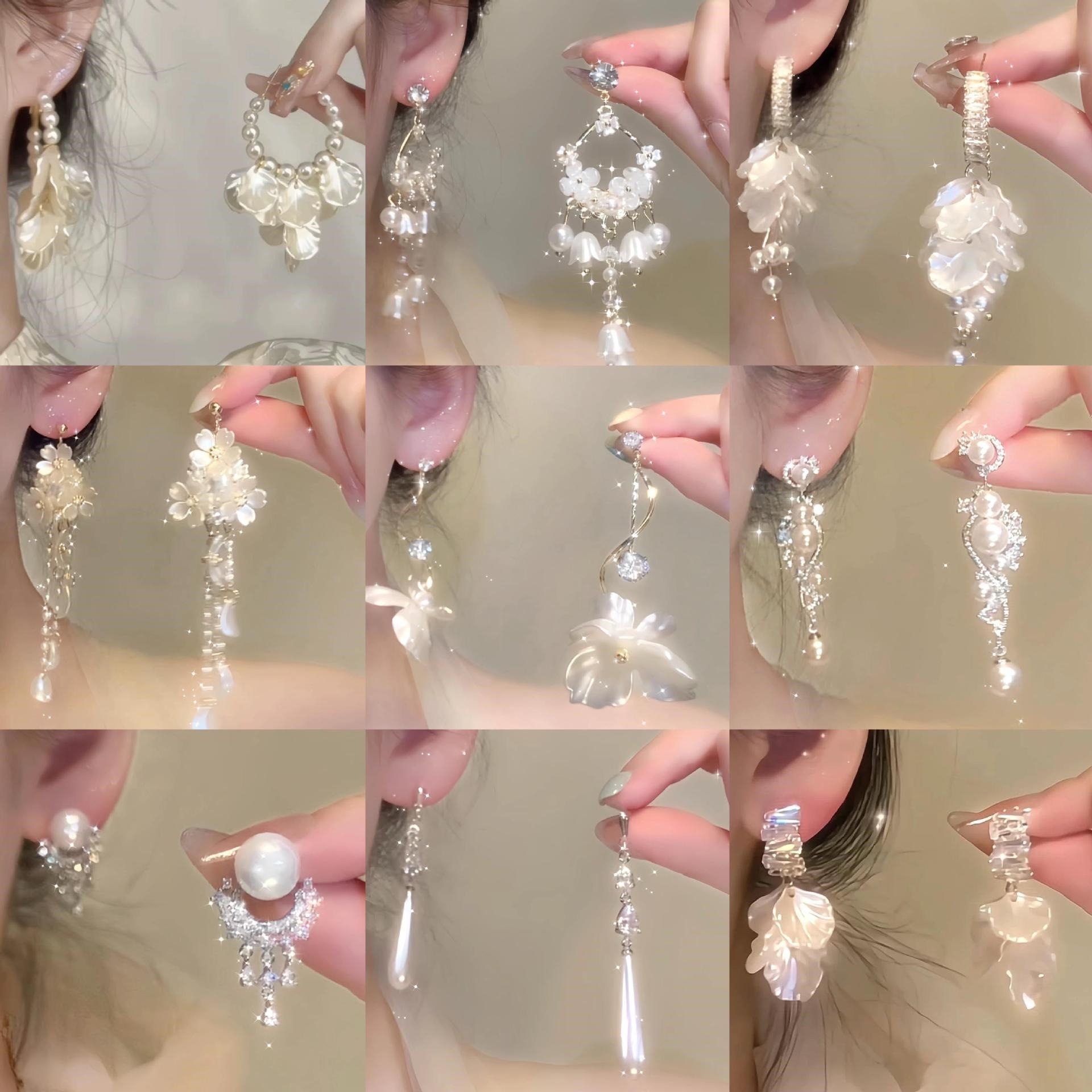 Petal Pearl Earrings for Women 2026 New Autumn Winter Stud Earrings Vacation Style Ear Accessories