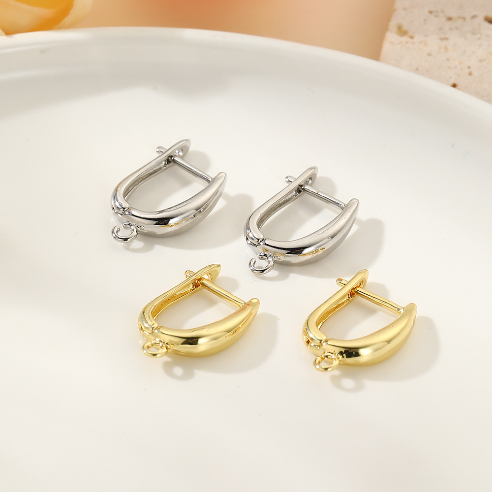 Copper plated 18K gold shiny U-shaped earring hooks, simple DIY earring ear buckle jewelry handmade accessories materials