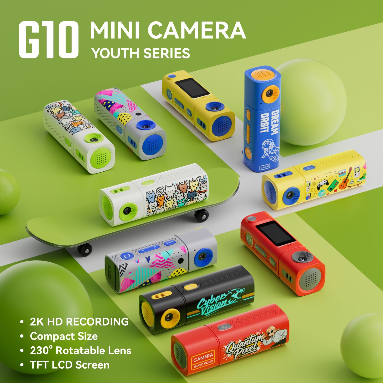 G10 New 2K Lipstick Camera Campus Life Student Digital Mini Camera HD Filter Can Take Photos and Record Videos