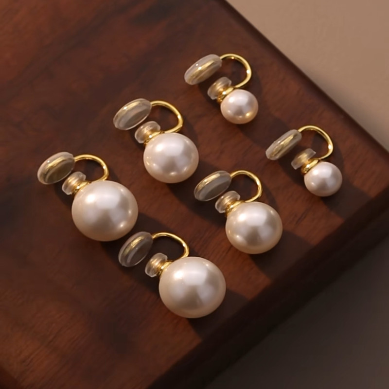 Pearl ear accessories for women ear bone clip no ear holes niche large pearl double-sided earrings ear clip exclusive supply