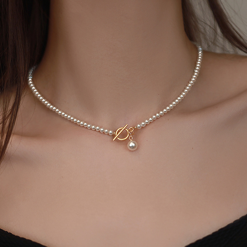 New pearl necklace OT buckle necklace pearl collarbone necklace for women chain