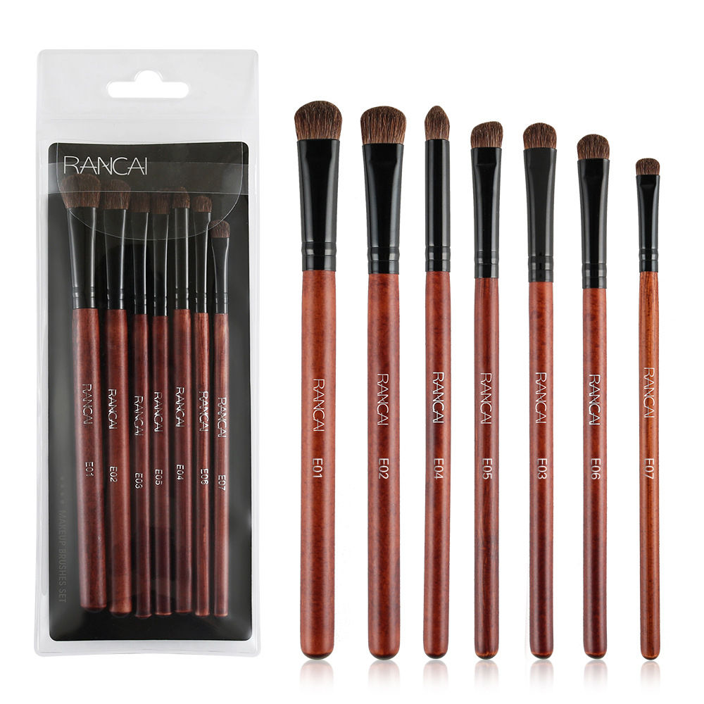 7 Pieces Makeup Brush Set Portable Horse Hair Eyeshadow Brush Eye Makeup Brush Cosmetic Tool Animal Hair Eye Brush