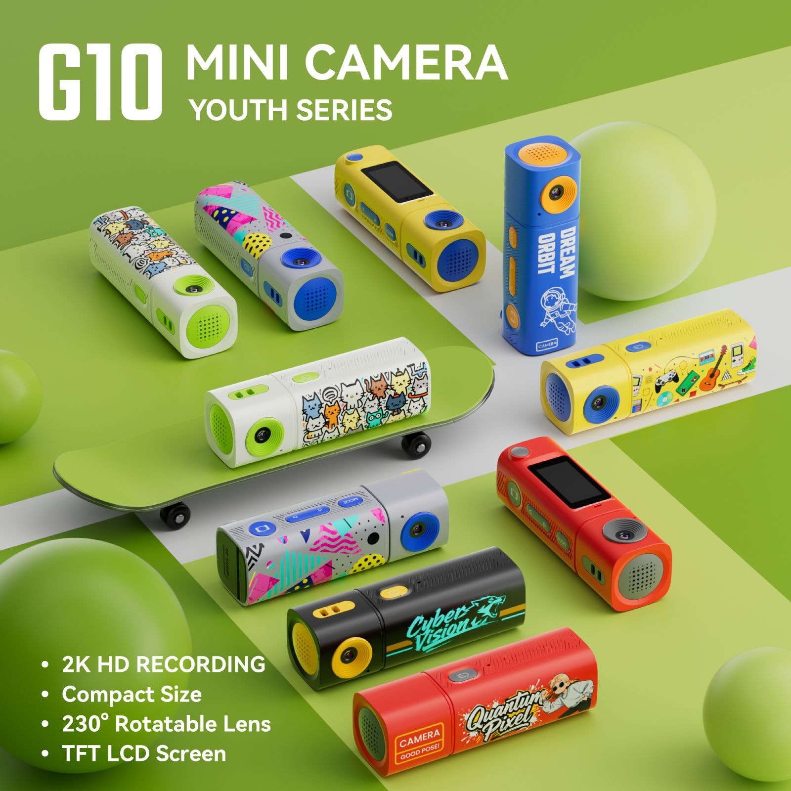 G10 Thumb High-Definition Rotating Lens Camera for Teenagers, Students, Pocket Sports Video Recorder 10