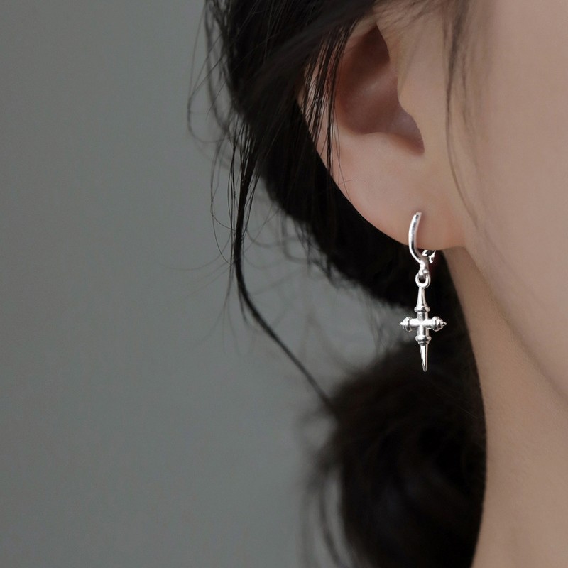 Long Cross Ear Cuff Live Streaming Unisex Earring Hoop Unique Earring Punk Style