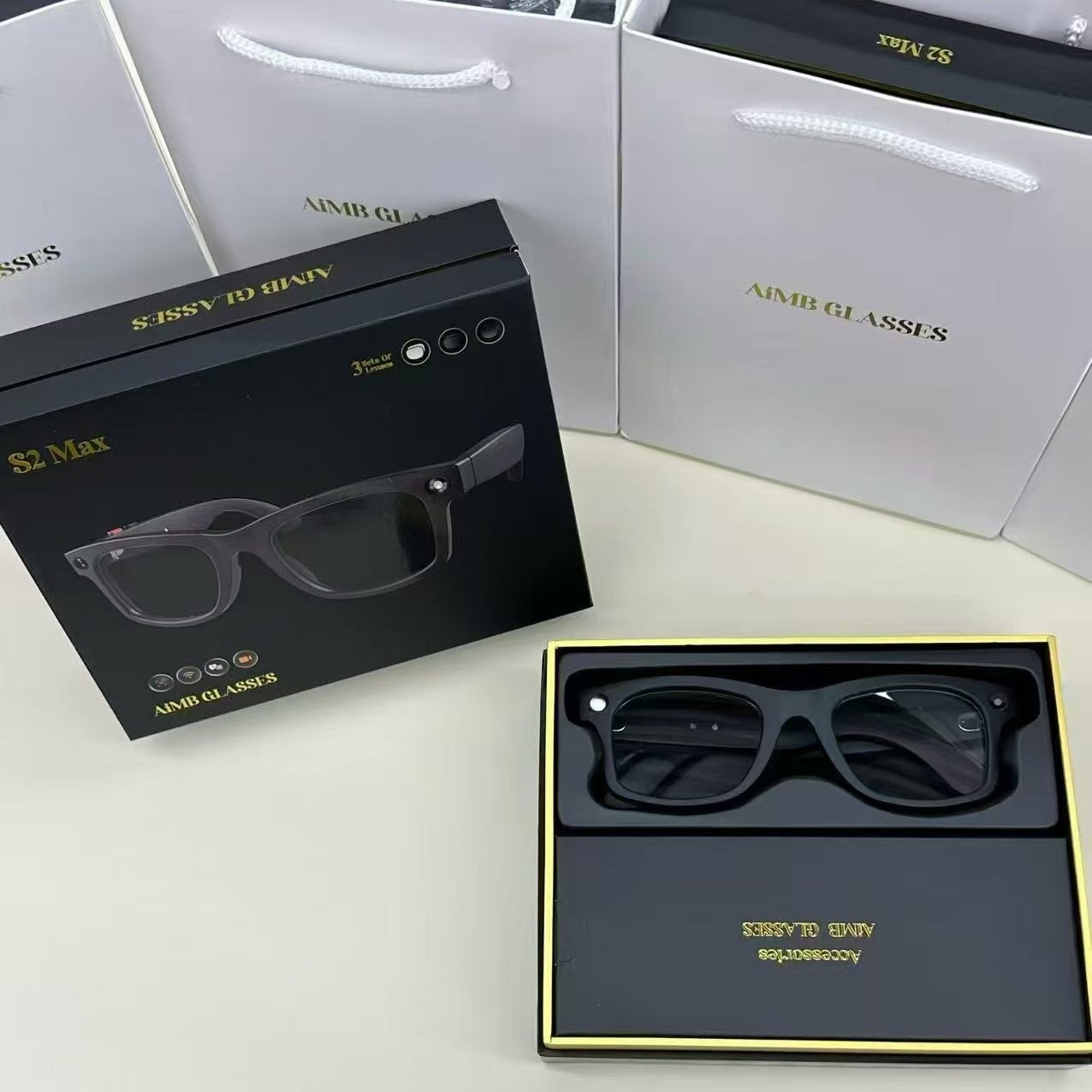 AIMB-S2max smart glasses support fast charging 500W pixel translation photo video recording Bluetooth call