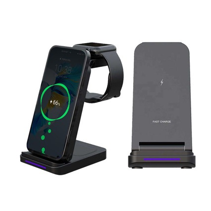 S90 15W Fast Charging 3-in-1 Vertical Foldable Stand for Apple Android Phone Wireless Charger