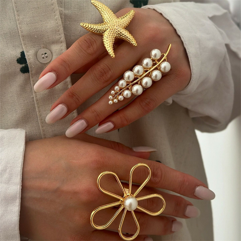 RZ0827 Exaggerated Metal Women's Ring Summer Ocean Style Vacation Season Women's Ring Hoop Accessory