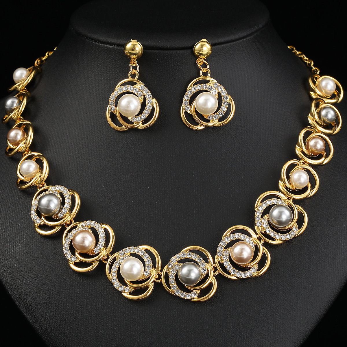 Pearl Necklace Set Bride Accessories Dress Banquet Alloy Electroplated
