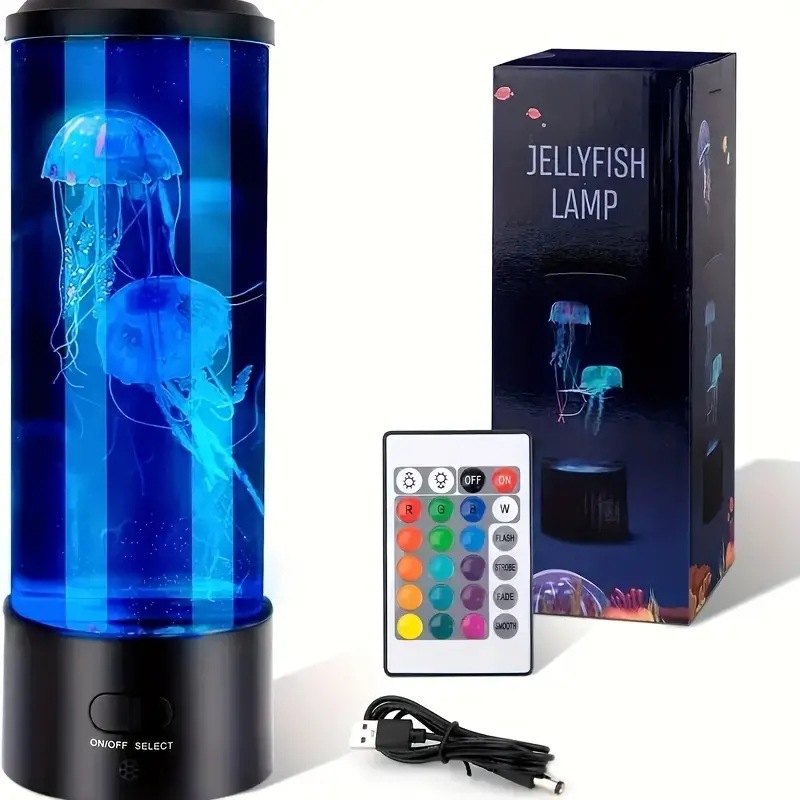 Simulated Medium Jellyfish Lamp Remote Control Color Changing USB Plug-in Night Light LED Decorative Night Light