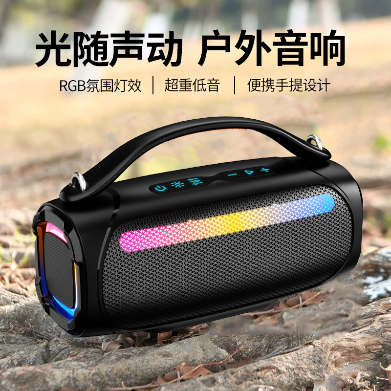 New 60W High-Power Bluetooth Speaker with RGB Lighting, Subwoofer, Wireless, Backpack-Style, Portable Outdoor Speaker