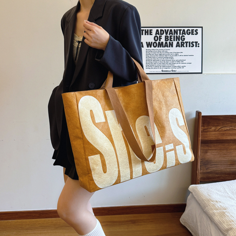 Large Capacity Tote Bag Women 2024 Autumn Winter New Letter Print Shoulder Bag Women's Bag