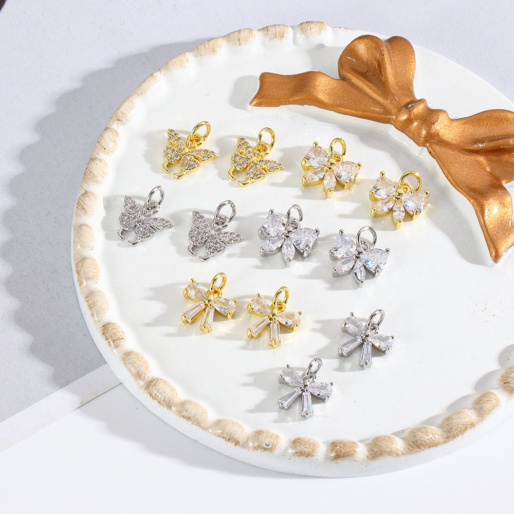 Niche simple set zircon butterfly & bow pendant DIY handmade necklace bracelet earring pendant jewelry accessories materials